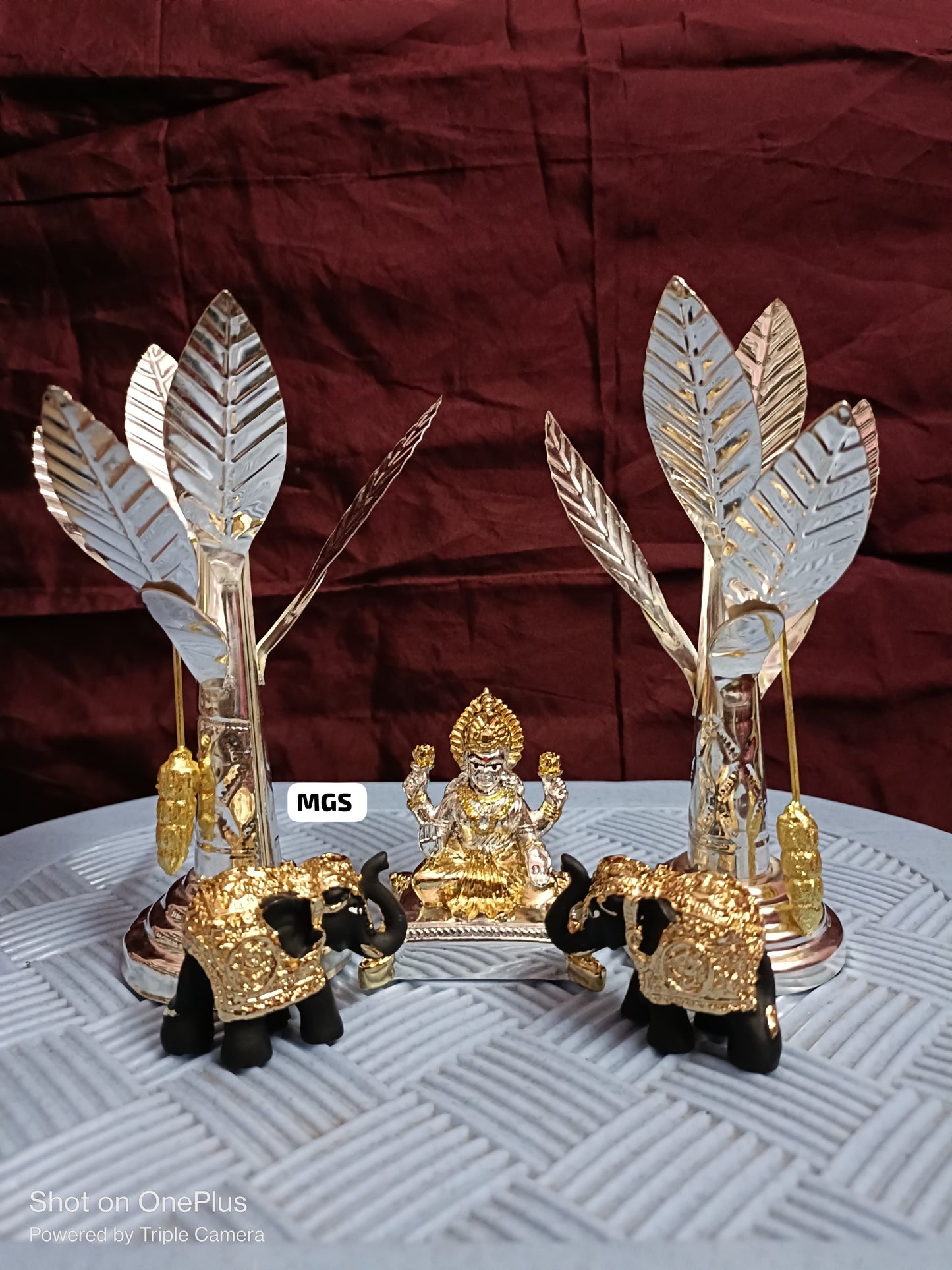 Banana trees with Lakshmi Idol with Elephants(24kt Gold Plated)