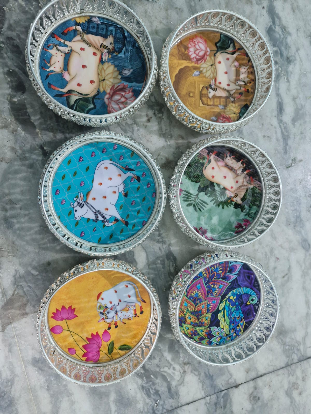 8inch Pichwai printed Trays-1pc