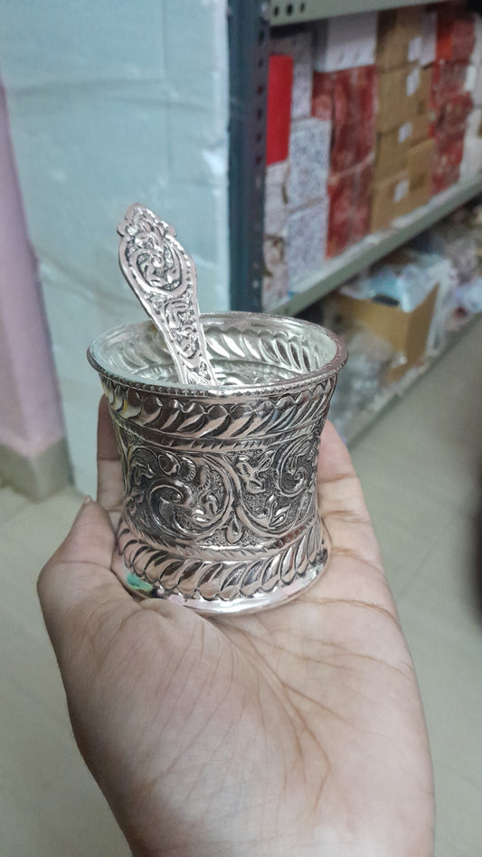 Floral Panchpatra set (Patra+Uddarina)