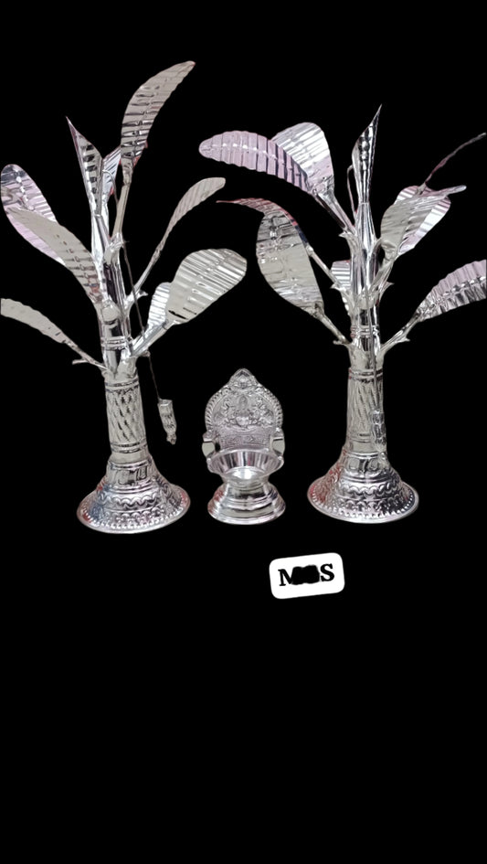12 inch Banana Trees with Kamakshi deepam Combo