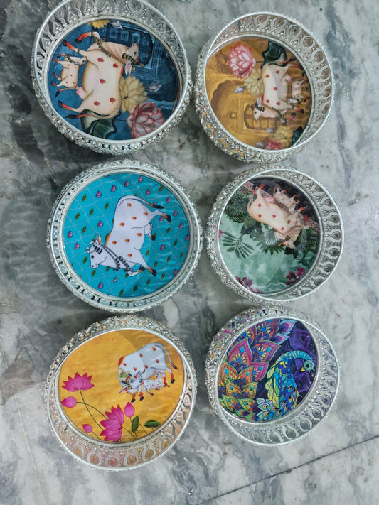 8inch Pichwai printed Trays-1pc