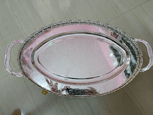 Oval Plate -Big 16-18 inches Silver
