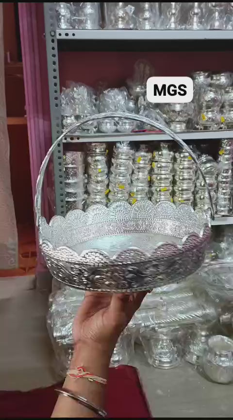 Flower Basket coated with silver